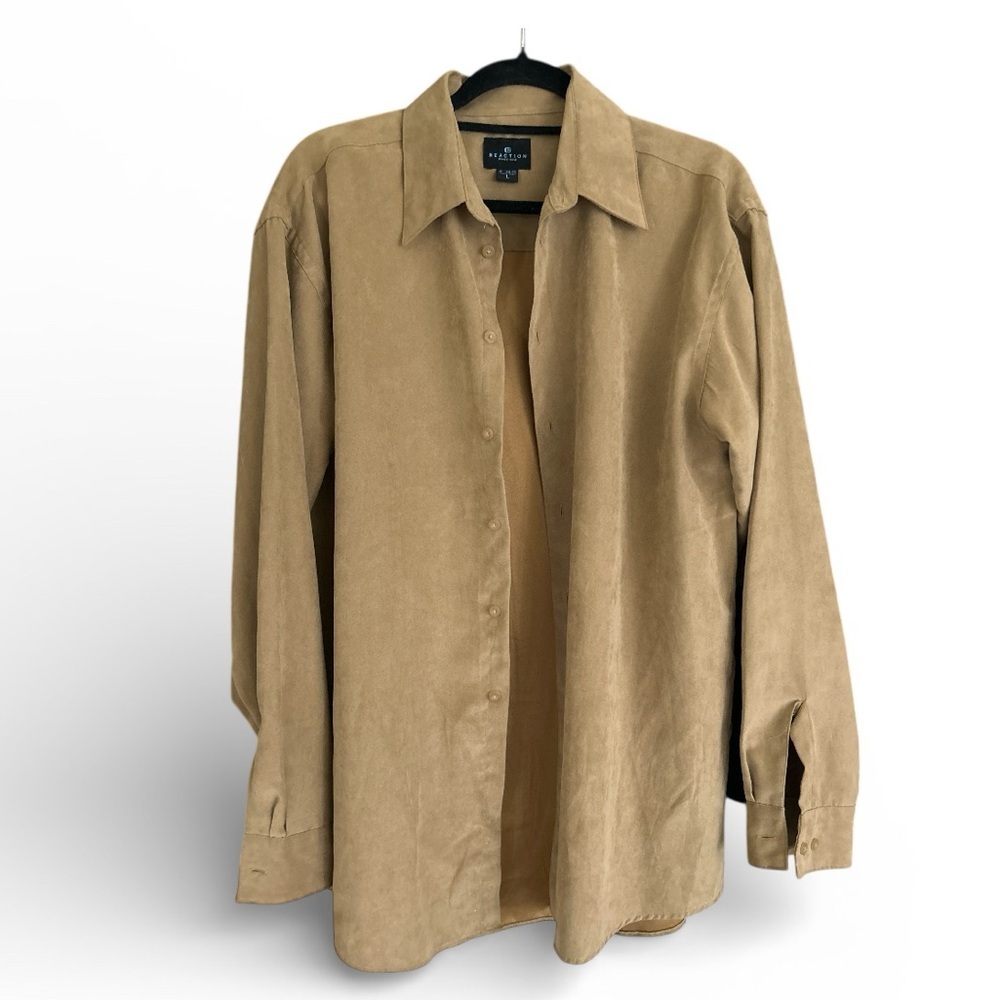 Reaction Kenneth Cole Faux Suede Button Down Shirt Jacket Large